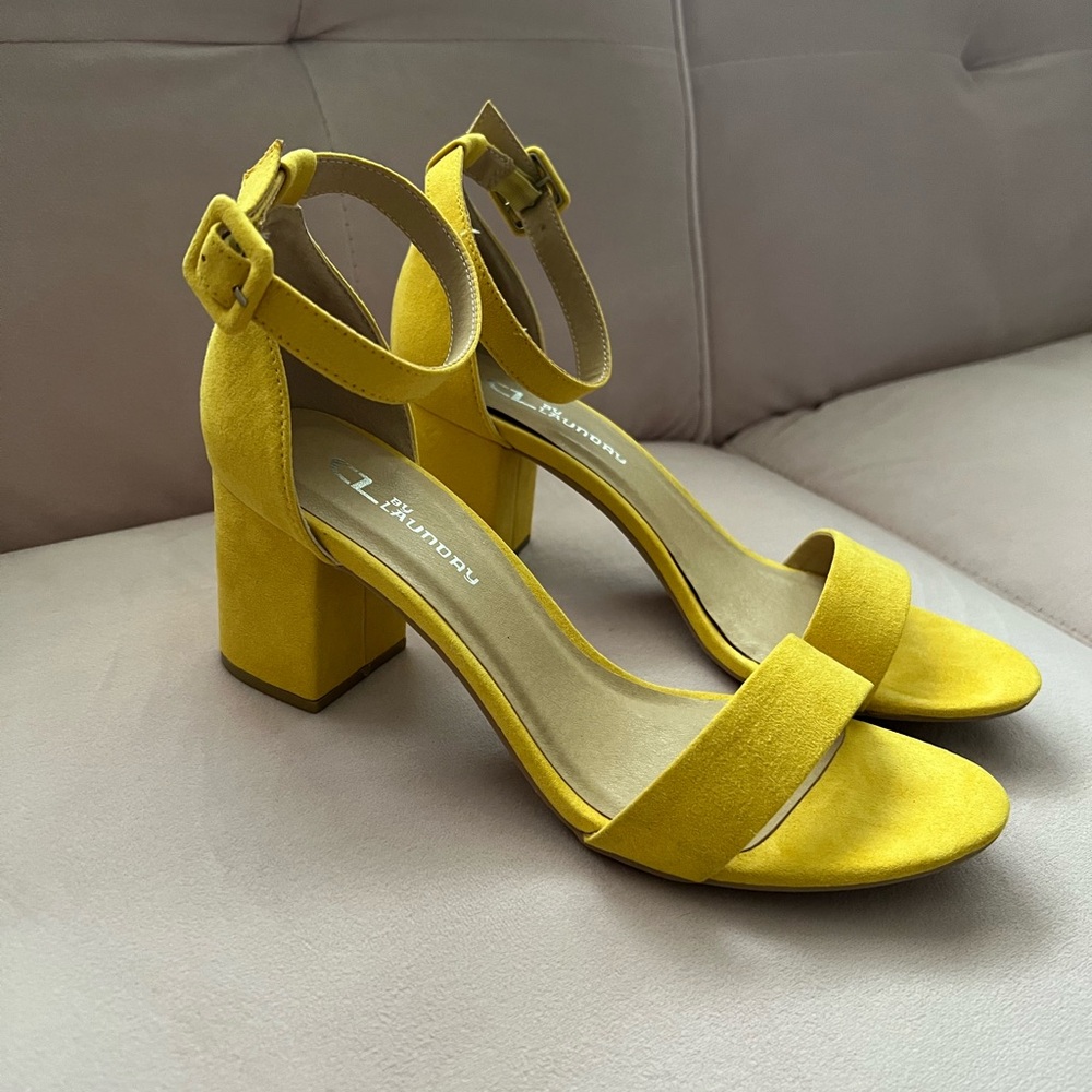 Yellow Block Heel Sandals